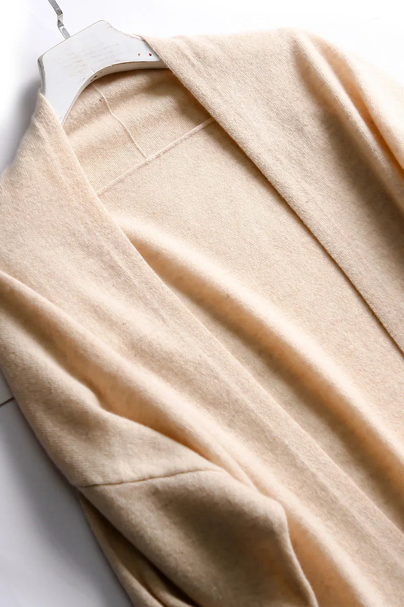 Open Front Merino Wool Long Cardigan