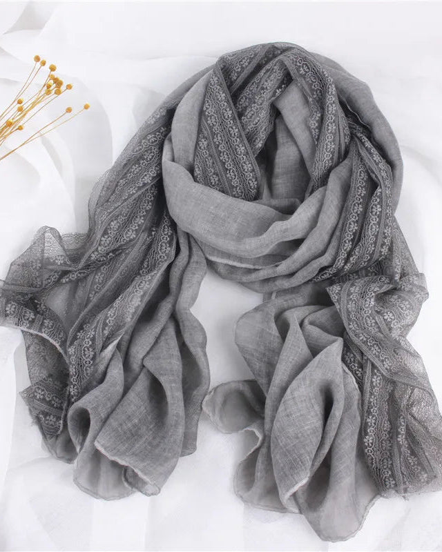 Lace Trim Long Shawl Scarf