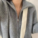 Zipper Wool Knitted Short Coat