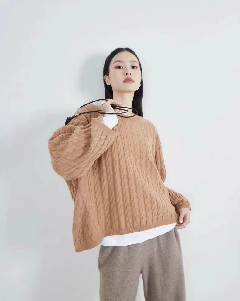 Relaxed Knit Wool Crewneck Sweater