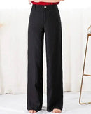 High-Waisted Wide-Leg Cotton And Linen Pants