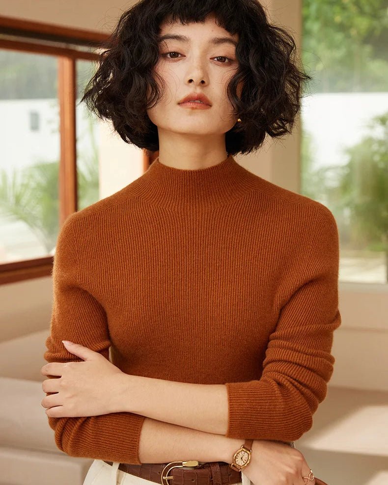 Cashmere Turtleneck Pullover Slim-Fit Knit Sweater