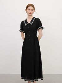 Tencel Linen Short Sleeve Little Black Dress