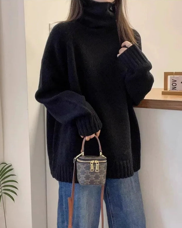 Refined Raglan Turtleneck Knit Sweater