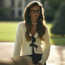 V-Neck Lace-Up Loose Cardigan