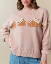 Pumpkin Bow Knit Pullover
