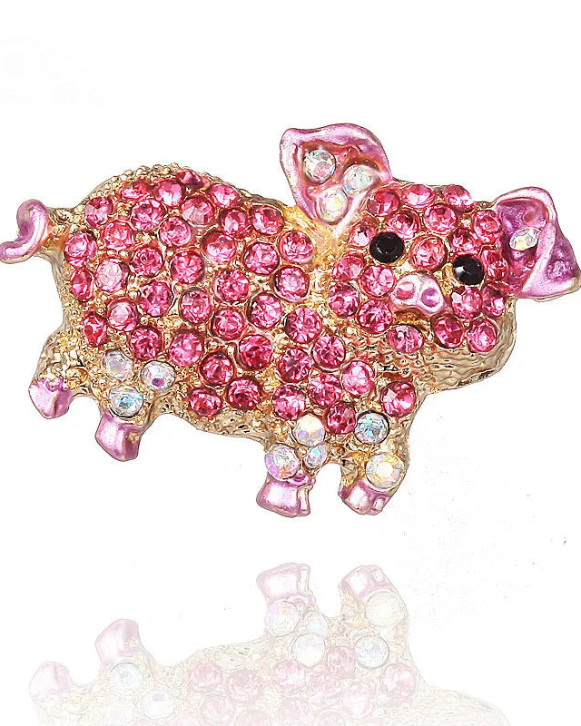 Vintage Pink Pig Brooch