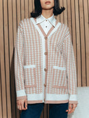 Vintage V-neck Houndstooth Knitted Cardigan