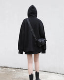 Long Zip-Up Cotton Blend Hoodie