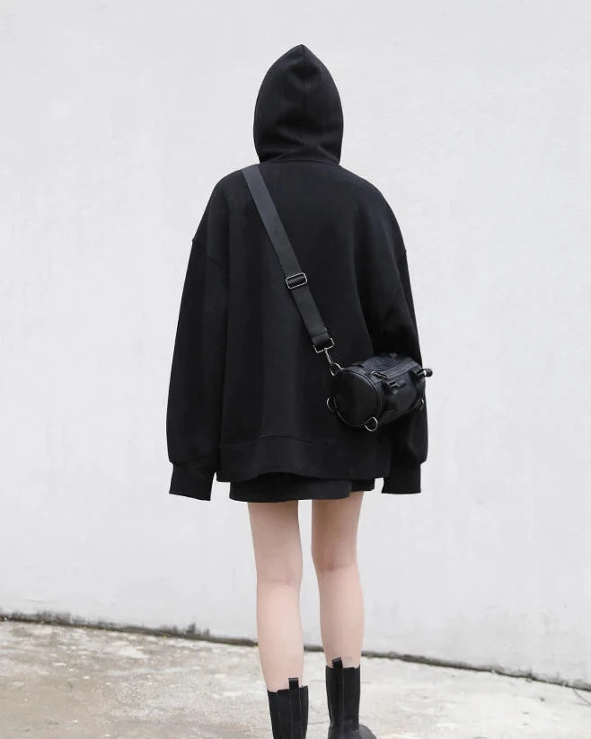 Long Zip-Up Cotton Blend Hoodie