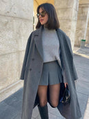 Double Breasted Oversized Long Wool Coat