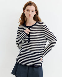 Striped Knit Long-Sleeve Top