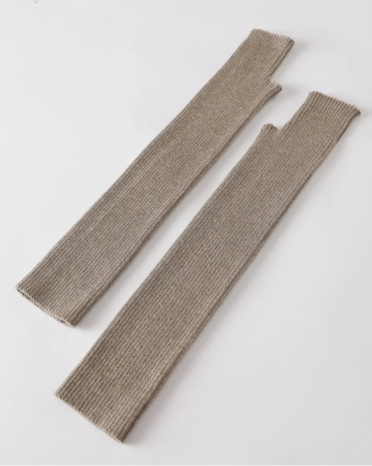 Wool Blend Knit Long Arm Warmers