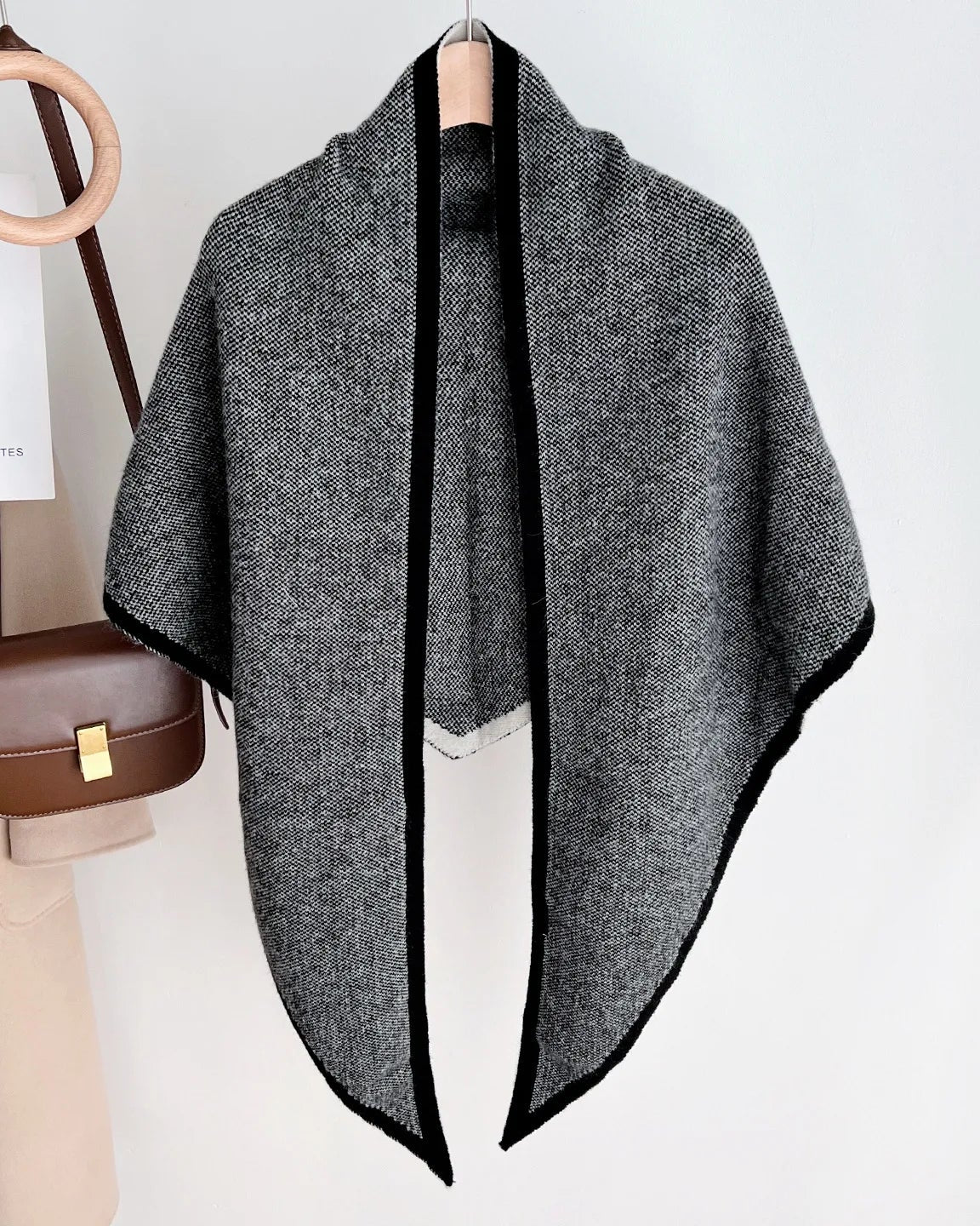 Textured Wool Blend Triangle Shawl