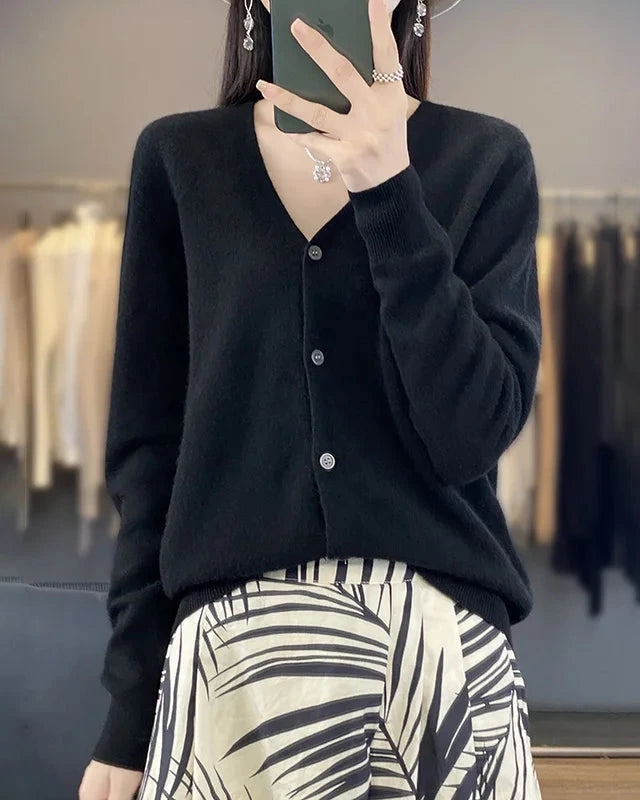 Merino Wool V-Neck Cardigan