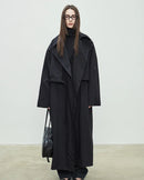 Oversized Double-Breasted Long Trench Coat