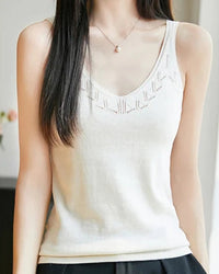 Loose-Fit Knitted Cotton Vest