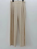 High-Waisted Cotton-Linen Straight Leg Pants
