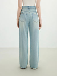 Distressed High Waist Straight Jeans