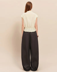 V-Neck Sleeveless Cotton Blouse