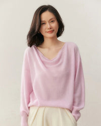 Casual Cashmere Irregular Neckline Sweater