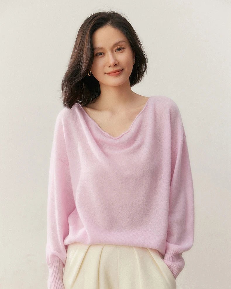 Casual Cashmere Irregular Neckline Sweater