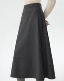 Casual High-Waisted Thick Wool A-Line Skirt