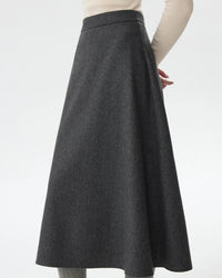 Casual High-Waisted Thick Wool A-Line Skirt