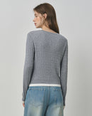 Cable Knit Faux Two-Piece Sweater