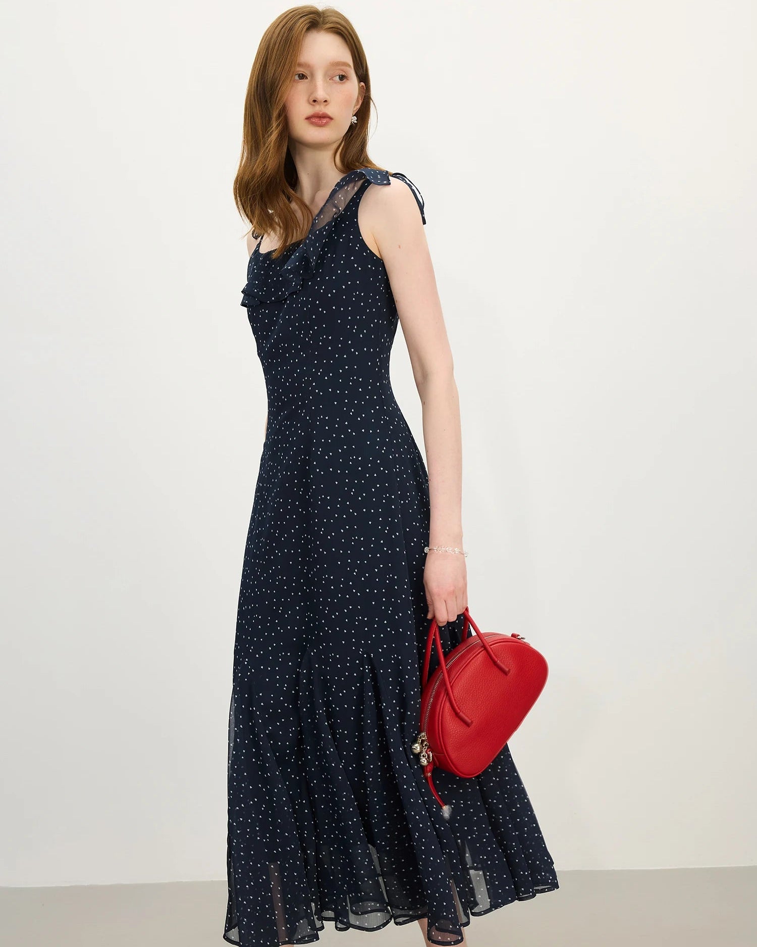 Women'S Chiffon Ruffled Strapless Dress