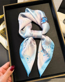 Floral Print Satin Square Scarf