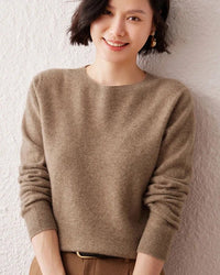 Cashmere Knitted Long-Sleeved Crew Neck Sweater