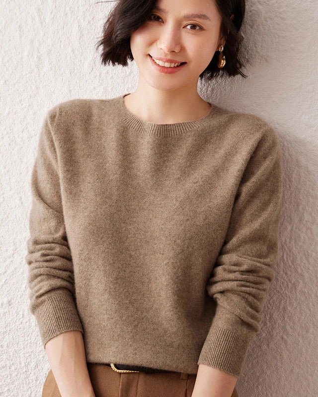 Cashmere Knitted Long-Sleeved Crew Neck Sweater