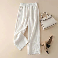 Cotton-Linen Blended Wide Leg Trousers