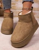 Flannel Slip-On Snow Ankle Boots