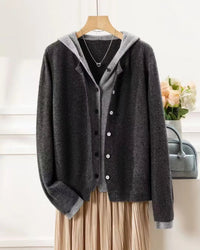 Heavyweight Double-Breasted Cashmere Hooded Cardigan