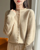 Mock Neck Merino Wool Cardigan