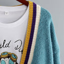 Colorful V-Neck Knitted Short Cardigan