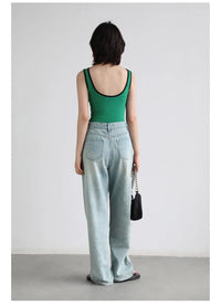 High Waisted Wide Leg Denim Pants