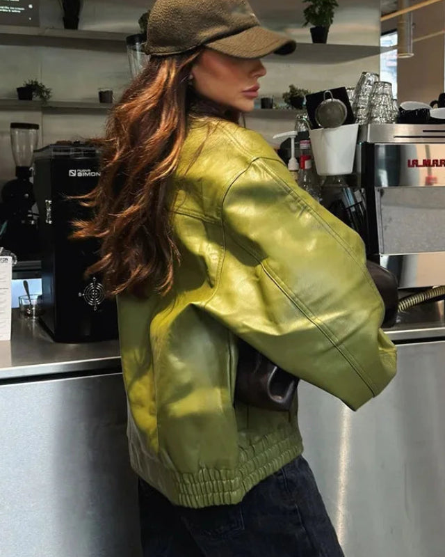 Vintage Lapel PU Leather Moto Jacket