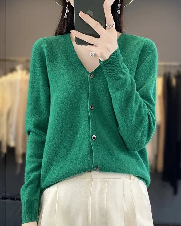 Merino Wool V-Neck Cardigan
