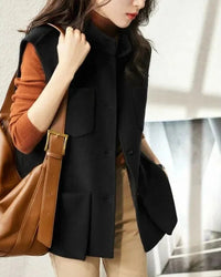 Structured Wool Blend Sleeveless Waistcoat