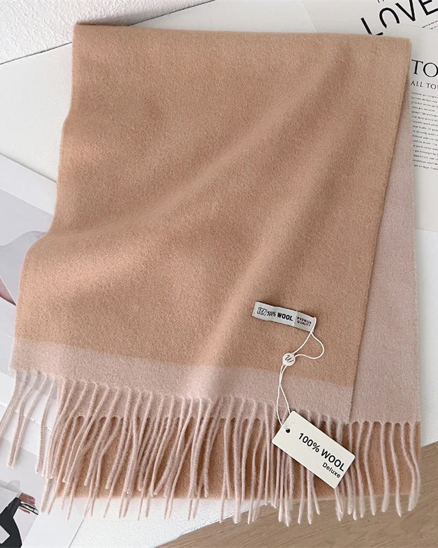 Two-Tone Wool Fringe Scarf