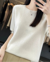 Extrafine Merino Wool Short-Sleeve Sweater