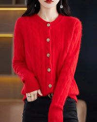 Mink Cashmere Cable Knit Cardigan