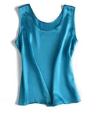 Crew-Neck Sleeveless Silk Top