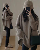 Cashmere Round-Neck Long Split-Hem Pullover