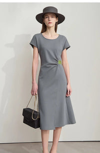 Solid Round Neck Sleeveless Dresses