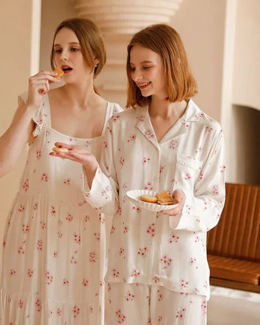 Peach Blossom Printed Pajama Suit