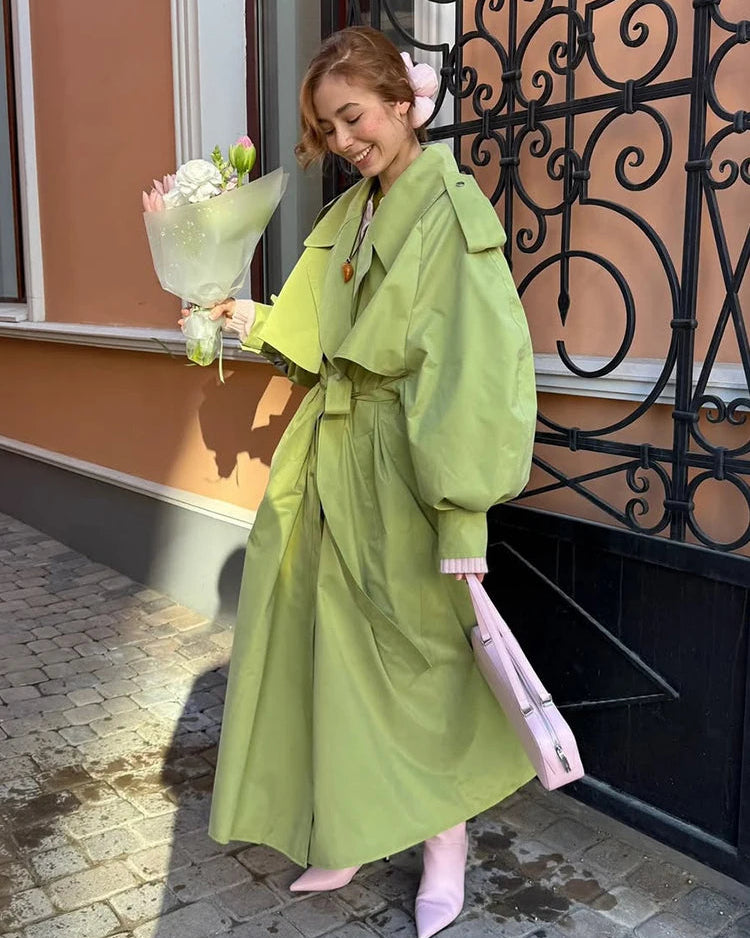 Relaxed Lapel Belted Trench Coat